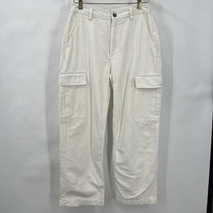 Ivory Cargo Utility Jeans 100% Cotton Baggy Straight Comfy Size 6